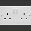 White Electrical Switch Panel With Double Switches And Multiple Sockets For Home Use 3d model