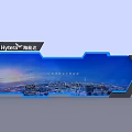 Modern Digital Background Wall Design With Screen Displaying City View And Person 3d model