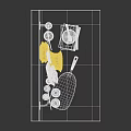 Practical Kitchen Cooking Utensils With Hanging Frying Pans Wooden Cutting Boards And Spice Bottles