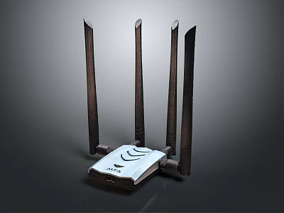 Wireless Router With Four High Gain Antennas White Compact Design For High Speed Internet Connectivity 3d model
