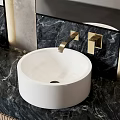 Modern Bathroom Vanity With Double Sinks Large Mirrors And Marble Countertop