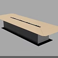Modern Conference Table Featuring Light Colored Top and Gray Base Strip Detail 3d model