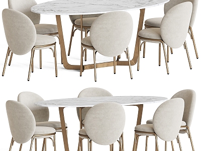 Modern Table and Chair Combination Oval Oyster parladesign Dining Table Side Chair 3d model