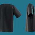 Black Short Sleeve T-shirt With Long Hair Cartoon Character Graphic Print