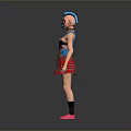 Kids Colorful Outfit With Rainbow Pattern T Shirt Red Plaid Skirt and Pink Shoes