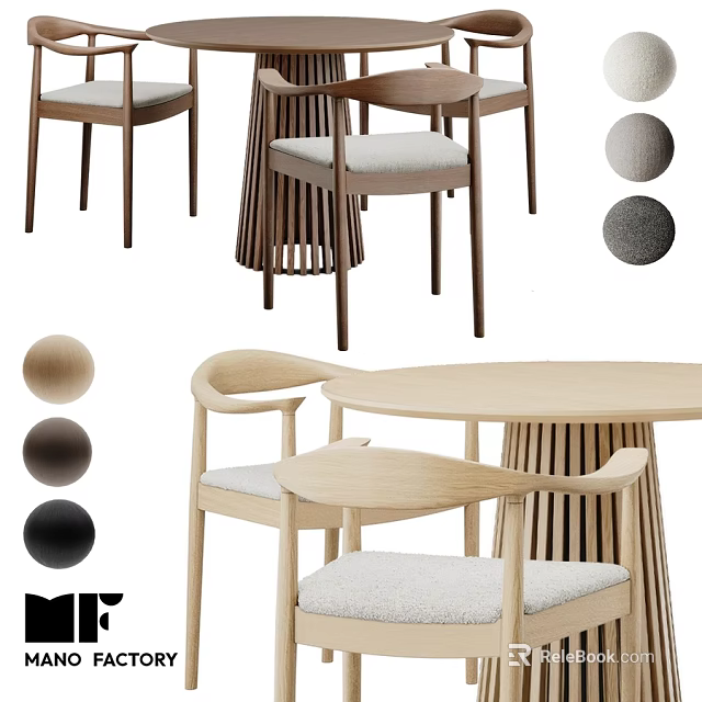 Modern Wooden Table Chair Set With Multiple Color Options And Ergonomic Design 3d model 