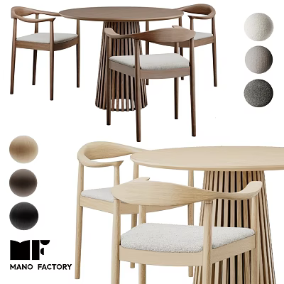 Modern Wooden Table Chair Set With Multiple Color Options And Ergonomic Design 3d model