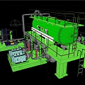 Industrial Equipment With Green Storage Tank Yellow Guardrails Piping System Platform Structure And Pump Units