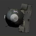 Military Submarine Weapon With Gray Body Blue Markings Detailed Surface And Support Base