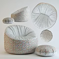 Colorful Patterned and Gray Solid Bean Bag Chair with Soft Fabric Comfortable Seating