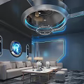 Modern KTV Lounge Interior With Comfortable Sofa LED Lights And Large Screen 3d model