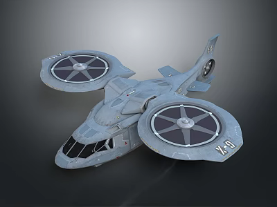 Futuristic Spacecraft Aerial Vehicle With Dual Rotor Design For Space Exploration 3d model