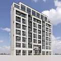 Modern Multi Story Apartment Building With White Exterior Large Windows Balconies Against Blue Sky