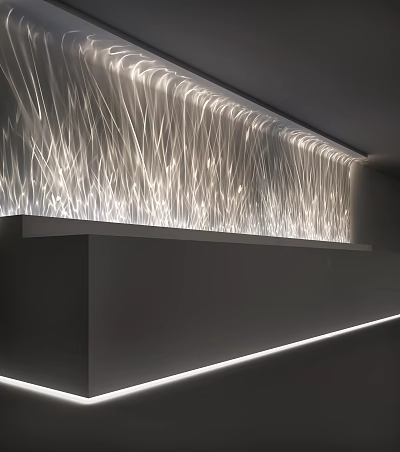 Modern Decorative Lights With Linear Design Illuminate Living Room Background Wall Interior 3d model