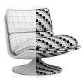 Modern Swivel Chair With Textured Fabric Cushion And Light Gray Frame