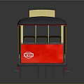 Vintage Red Yellow Bus with Gray Roof and Wooden Seats Interior Design