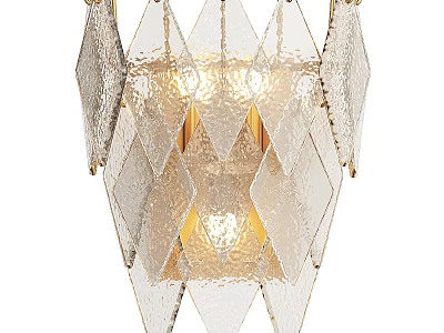 Modern Wall Light With Geometric Glass Shade And Gold Metal Frame Design 3d model