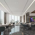 Modern Reception Area Sales Office Negotiation Area Water Bar Counter Negotiation Table and Chair Sand Table Chandelier Hall Lobby 3d model