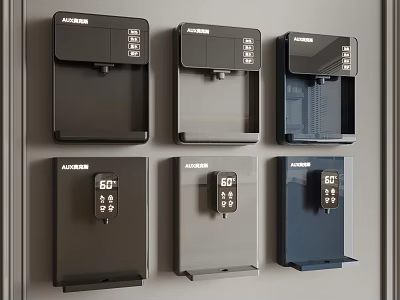 AUBURN Digital Lockers With SD Card Slots And Various Color Options On Wall 3d model