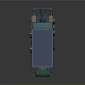 Industrial Mechanical Equipment Featuring Blue Cargo Platform Green Structure Driver's Cabin And Wheels