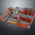 Cartoon City Scene With Colorful Multi Story Buildings And Various Roof Designs