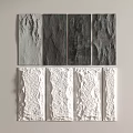 Textured Gray And White Decorative Wall Panels With Stone Like Rough Textures 3d model