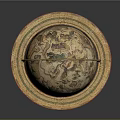Decorative Globe Ornament Decoration Set With Wooden Base Metal Stand And Colorful Patterns