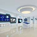 Modern Tech Exhibition Hall With Data Screens World Map And Interactive Booths 3d model