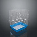 White Metal Bird Cage with Blue Base Perch and Hoop for Pet Birds