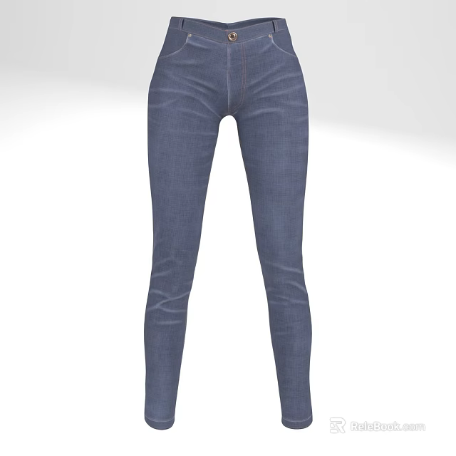 High Waisted Dark Blue Slim Fit Jeans For Women With Comfortable Fabric 3d model 