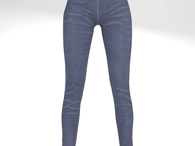 High Waisted Dark Blue Slim Fit Jeans For Women With Comfortable Fabric 3d model