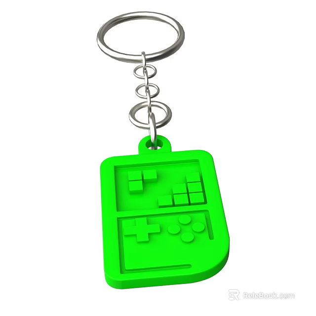 Stylish Green Game Controller Shaped Keychain Decorative Ornament Accessory Set 3d model 