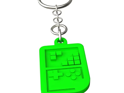 Stylish Green Game Controller Shaped Keychain Decorative Ornament Accessory Set 3d model