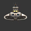 Intricate Large Ship Model With White Hull Gold Accents And Deck Details