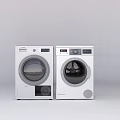Two White Front Load Washing Machines With Digital Control Panels And Modern Design