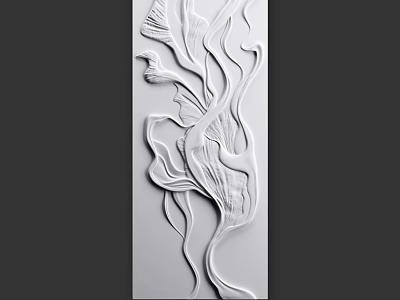 Modern Wall Interior Design With Artistic Relief Patterns And Curved Lines 3d model