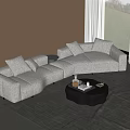 Modern Sofa Coffee Table Multi-Person Sofa Shaped Sofa Shaped Coffee Table 3d model