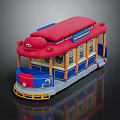 Red Roof Municipal Tram Shaped Decorative Storage Furniture For Kids Room