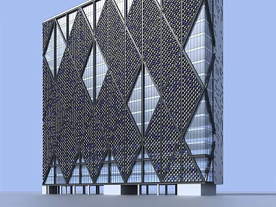 Modern Office Building Featuring Diamond Pattern Glass Facade And Contemporary Design 3d model