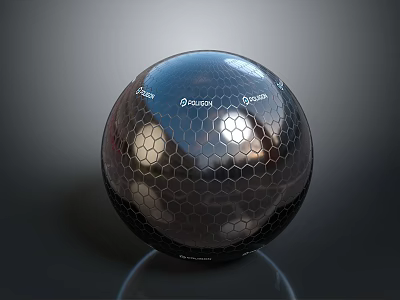 Modern Spherical Chandelier With Metallic Honeycomb Texture And Reflective Glossy Surface 3d model