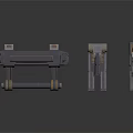 Sci Fi Weapon Components With Metallic Gray Design And Mechanical Details 3d model