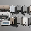 Various Types Of Electric Water Heaters With Digital Displays And Modern Designs