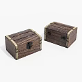 Set Of Two Vintage Brown Wooden Boxes With Brass Hinges And Locks