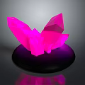 Decorative Wooden Crystal Like Pink Sculptures On Stone Base With Reflection