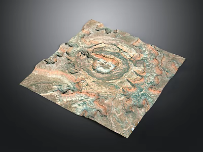 Square Decorative Relief Panel With Spiral Pattern And Colorful Textured Surface 3d model