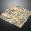 Square Decorative Relief Panel With Spiral Pattern And Colorful Textured Surface