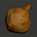 Ripe Yellow Onion With Textured Outer Skin On Dark Reflective Surface