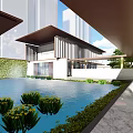 Modern building community residence 3d model