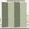 Modern Green Room Divider With Wavy Texture And Folding Design For Interior 3d model