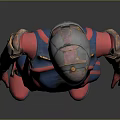 Futuristic Sci Fi Character 3D Model With Red Blue Armored Suit And Metallic Helmet
